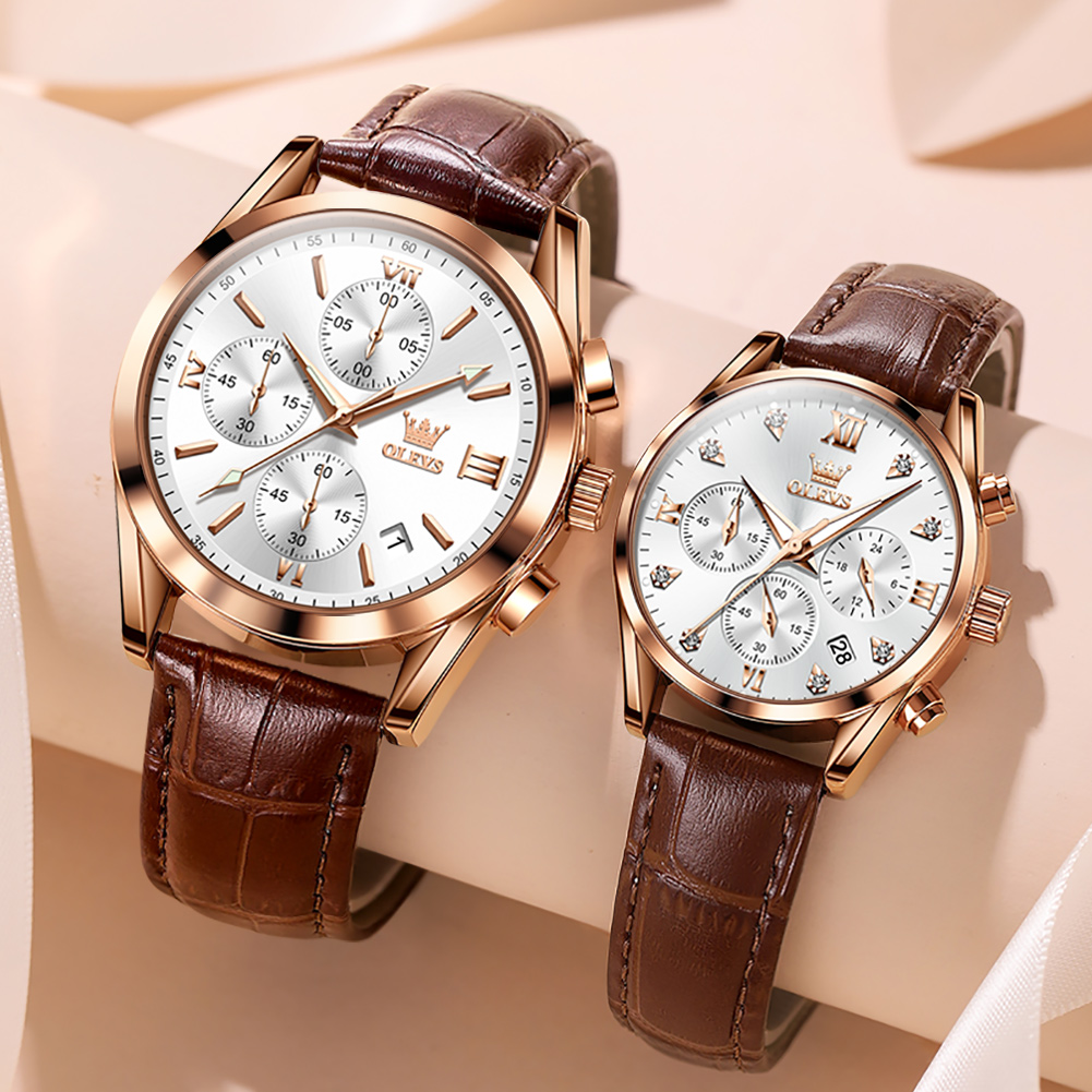 Leather Watch Band Men - Olevs Paar Uhr für Männer Frauen
