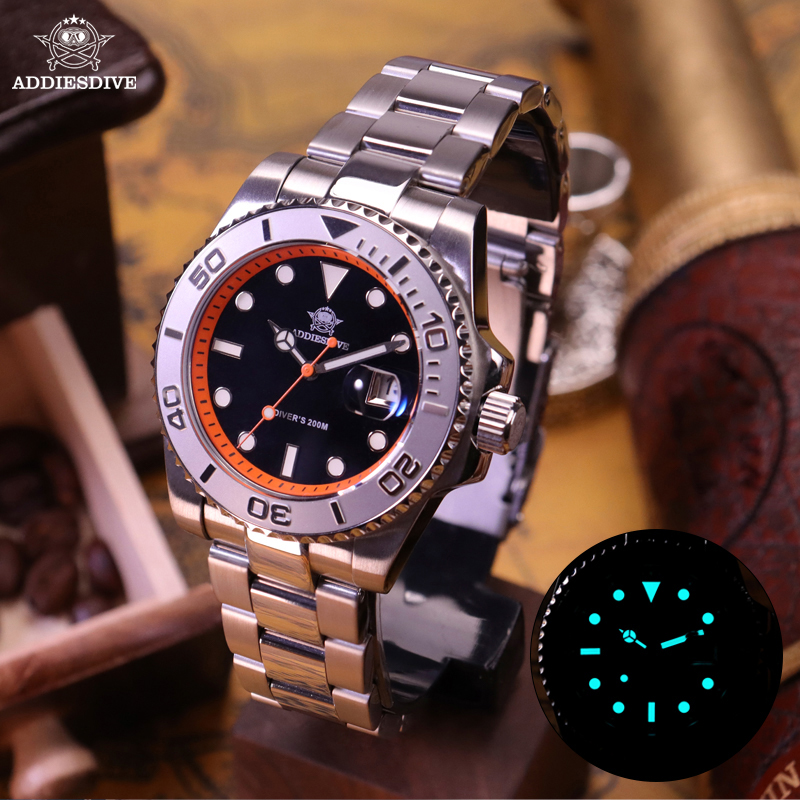 Rolex Watch Submariner - ADDIESDIVE Herren-Taucheruhr 200m Wasserdichtigkeit BGW9 Superleuchtende