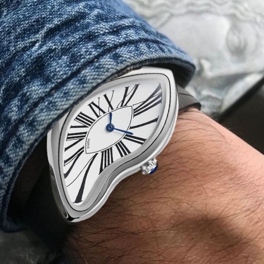 Surrealistische Kunst-Schmelze – Leather Watch Band Men Bewertung und Preis